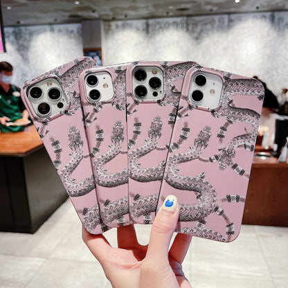 For iPhone 12 / 12 Pro Natural Scenery Pattern TPU Protective Case(Pink Snake) by buy2fix