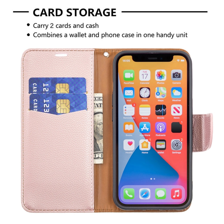For iPhone 13 mini Litchi Texture Pure Color Horizontal Flip Leather Case with Holder & Card Slots & Wallet & Lanyard (Rose Gold) by buy2fix