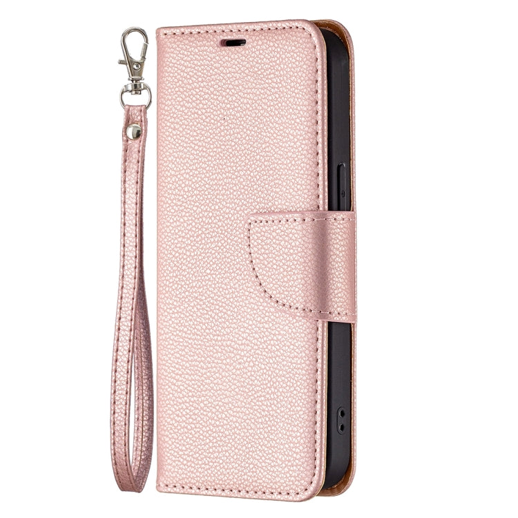 For iPhone 13 Litchi Texture Pure Color Horizontal Flip Leather Case with Holder & Card Slots & Wallet & Lanyard(Rose Gold) - iPhone 13 Cases by buy2fix | Online Shopping UK | buy2fix