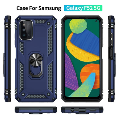 For Samsung Galaxy F52 5G Shockproof TPU + PC Protective Case with 360 Degree Rotating Holder(Blue) by buy2fix