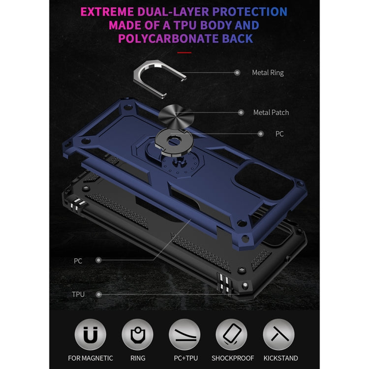 For Samsung Galaxy F52 5G Shockproof TPU + PC Protective Case with 360 Degree Rotating Holder(Blue) by buy2fix