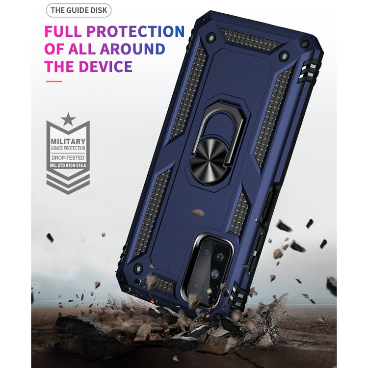 For Samsung Galaxy F52 5G Shockproof TPU + PC Protective Case with 360 Degree Rotating Holder(Blue) by buy2fix