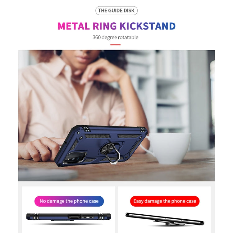 For Samsung Galaxy F52 5G Shockproof TPU + PC Protective Case with 360 Degree Rotating Holder(Blue) by buy2fix