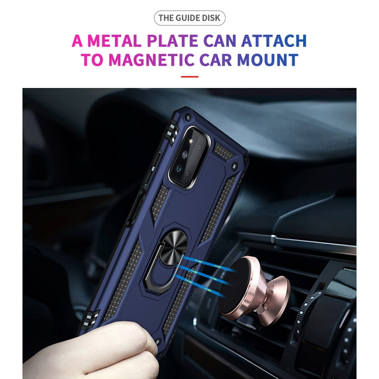 For Samsung Galaxy F52 5G Shockproof TPU + PC Protective Case with 360 Degree Rotating Holder(Blue) by buy2fix