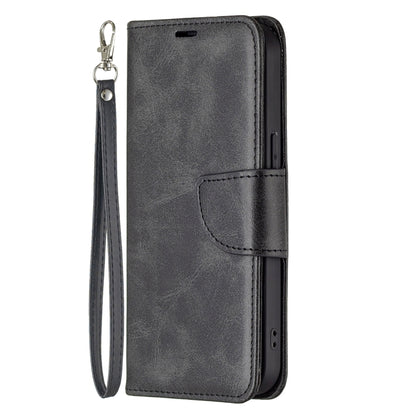 For iPhone 13 mini Retro Lambskin Texture Pure Color Horizontal Flip PU Leather Case, with Holder & Card Slots & Wallet & Lanyard(Black) by buy2fix