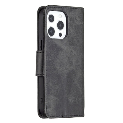 For iPhone 13 mini Retro Lambskin Texture Pure Color Horizontal Flip PU Leather Case, with Holder & Card Slots & Wallet & Lanyard(Black) by buy2fix