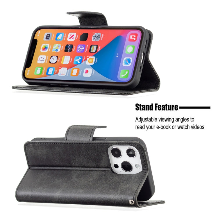 For iPhone 13 mini Retro Lambskin Texture Pure Color Horizontal Flip PU Leather Case, with Holder & Card Slots & Wallet & Lanyard(Black) by buy2fix
