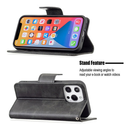 For iPhone 13 mini Retro Lambskin Texture Pure Color Horizontal Flip PU Leather Case, with Holder & Card Slots & Wallet & Lanyard(Black) by buy2fix