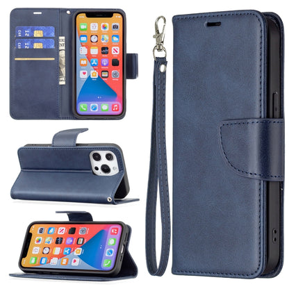 For iPhone 13 Pro Retro Lambskin Texture Pure Color Horizontal Flip PU Leather Case, with Holder & Card Slots & Wallet & Lanyard(Blue) - iPhone 13 Pro Cases by buy2fix | Online Shopping UK | buy2fix