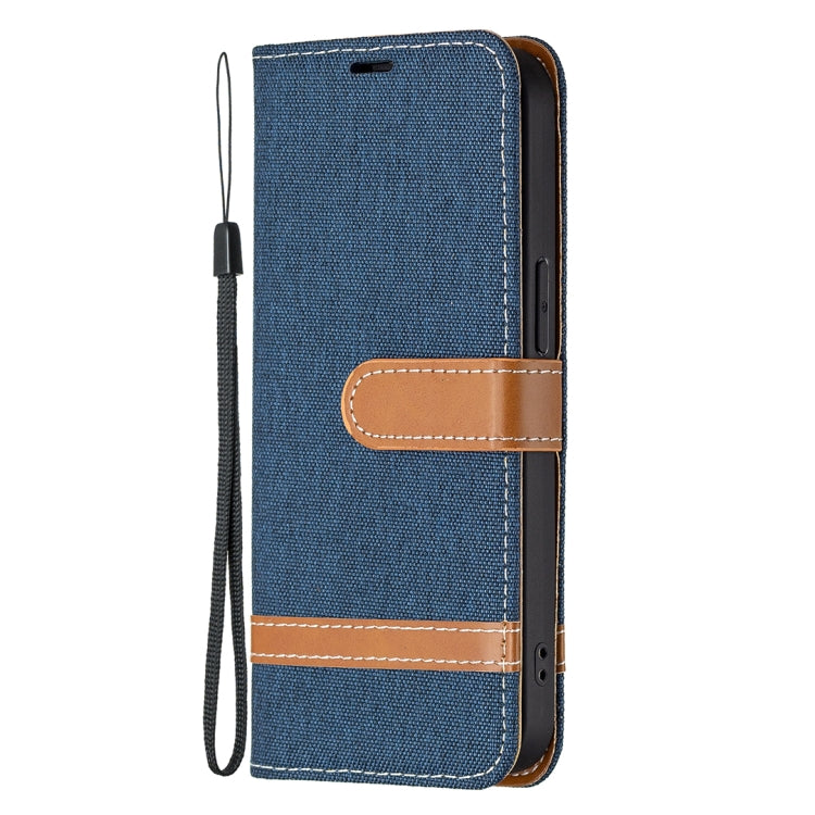 For iPhone 13 mini Color Matching Denim Texture Horizontal Flip Leather Case with Holder & Card Slots & Wallet & Lanyard (Dark Blue) by buy2fix