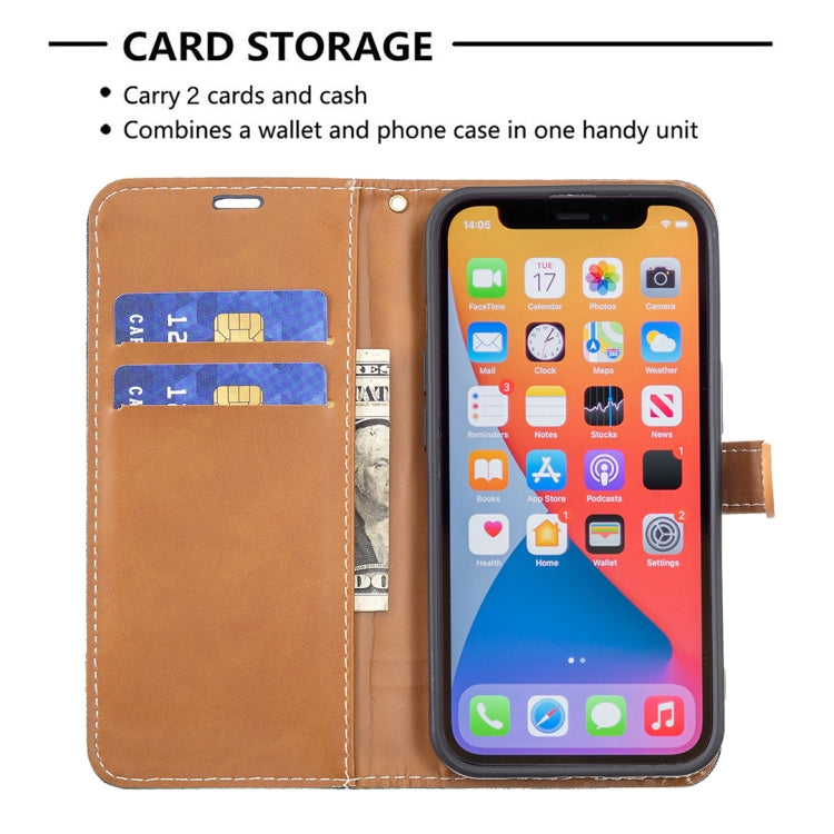 For iPhone 13 mini Color Matching Denim Texture Horizontal Flip Leather Case with Holder & Card Slots & Wallet & Lanyard (Dark Blue) by buy2fix