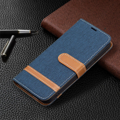 For iPhone 13 mini Color Matching Denim Texture Horizontal Flip Leather Case with Holder & Card Slots & Wallet & Lanyard (Dark Blue) by buy2fix