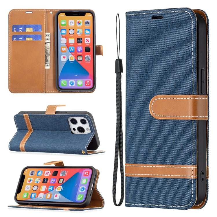 For iPhone 13 Pro Color Matching Denim Texture Horizontal Flip Leather Case with Holder & Card Slots & Wallet & Lanyard (Dark Blue) - iPhone 13 Pro Cases by buy2fix | Online Shopping UK | buy2fix