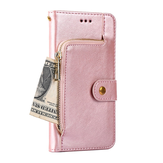 For OPPO Reno6 Pro 5G Zipper Bag PU + TPU Horizontal Flip Leather Case with Holder & Card Slot & Wallet & Lanyard(Rose Gold) by buy2fix