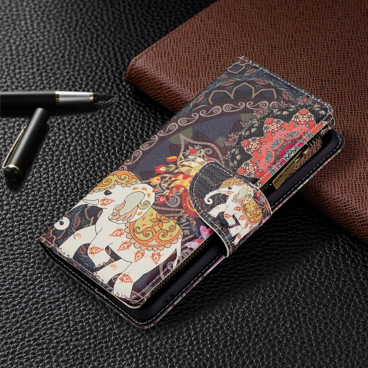 For OPPO A94 5G/F19 Pro+ 5G/Reno5 Z 5G Colored Drawing Pattern Zipper Horizontal Flip Leather Case with Holder & Card Slots & Wallet(Flower Elephants) - OPPO Cases by buy2fix | Online Shopping UK | buy2fix