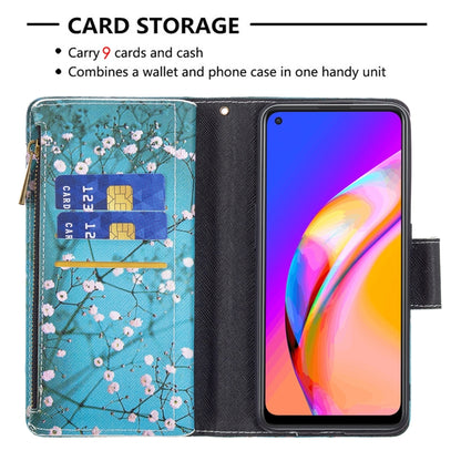 For OPPO A94 5G/F19 Pro+ 5G/Reno5 Z 5G Colored Drawing Pattern Zipper Horizontal Flip Leather Case with Holder & Card Slots & Wallet(Plum Blossom) - OPPO Cases by buy2fix | Online Shopping UK | buy2fix