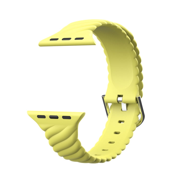 Solid Color Twist Silicone Watch Band For Apple Watch Series 9&8&7 41mm / SE 3&SE 2&6&SE&5&4 40mm / 3&2&1 38mm(Yellow) - Watch Bands by buy2fix | Online Shopping UK | buy2fix