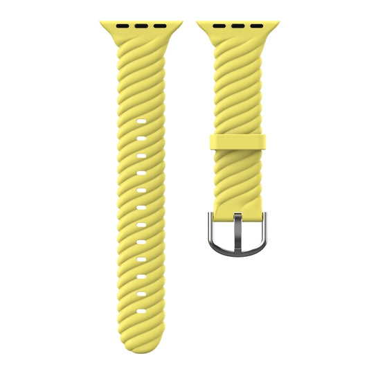 Solid Color Twist Silicone Watch Band For Apple Watch Series 9&8&7 41mm / SE 3&SE 2&6&SE&5&4 40mm / 3&2&1 38mm(Yellow) by buy2fix