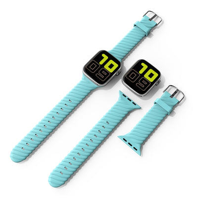 Solid Color Twist Silicone Watch Band For Apple Watch Ultra 49mm&Watch Ultra 2 49mm / Series 9&8&7 45mm / SE 3&SE 2&6&SE&5&4 44mm / 3&2&1 42mm(Blue) - Watch Bands by buy2fix | Online Shopping UK | buy2fix