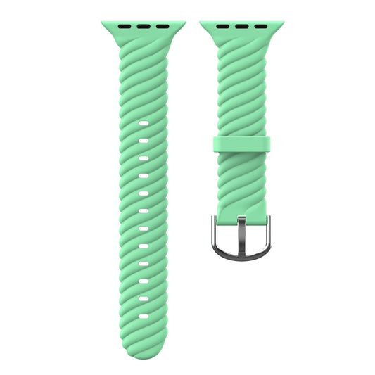 Solid Color Twist Silicone Watch Band For Apple Watch Ultra 49mm&Watch Ultra 2 49mm / Series 9&8&7 45mm / SE 3&SE 2&6&SE&5&4 44mm / 3&2&1 42mm(Green) by buy2fix