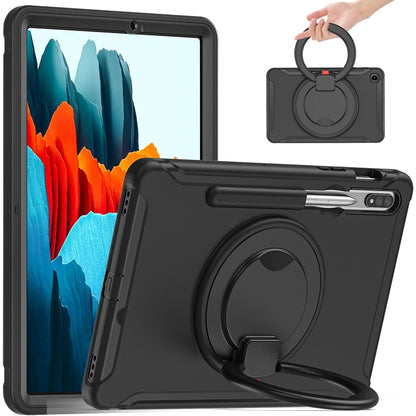 For Samsung Galaxy Tab S8 / Galaxy Tab S7 870 Shockproof TPU + PC Protective Case with 360 Degree Rotation Foldable Handle Grip Holder & Pen Slot(Black) by buy2fix