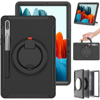 For Samsung Galaxy Tab S8 / Galaxy Tab S7 870 Shockproof TPU + PC Protective Case with 360 Degree Rotation Foldable Handle Grip Holder & Pen Slot(Black) by buy2fix