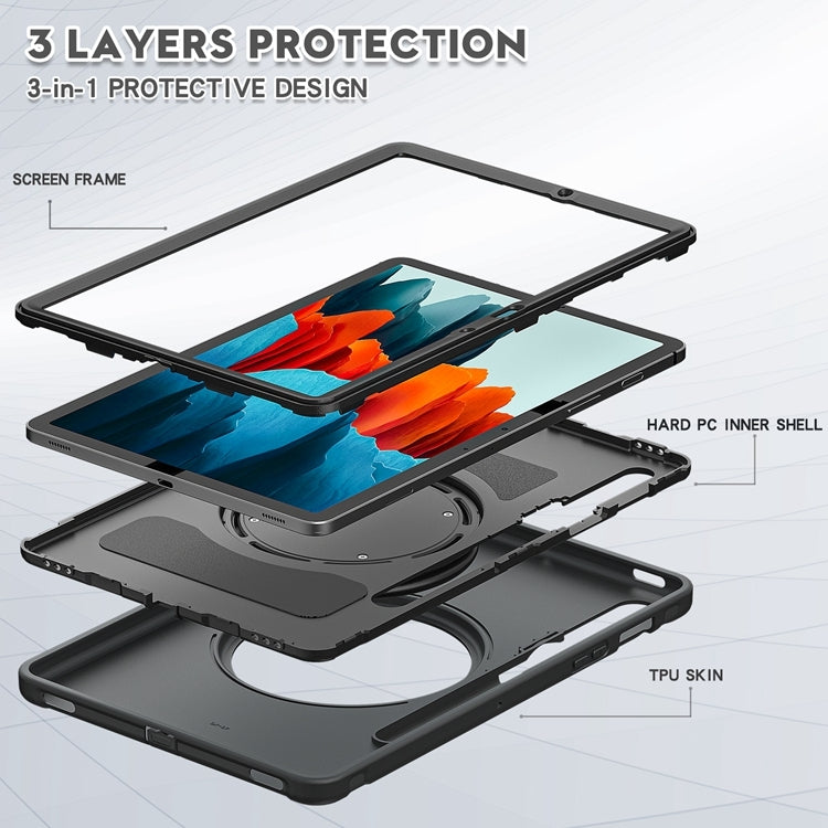 For Samsung Galaxy Tab S8 / Galaxy Tab S7 870 Shockproof TPU + PC Protective Case with 360 Degree Rotation Foldable Handle Grip Holder & Pen Slot(Black) by buy2fix