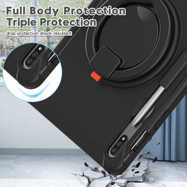 For Samsung Galaxy Tab S8 / Galaxy Tab S7 870 Shockproof TPU + PC Protective Case with 360 Degree Rotation Foldable Handle Grip Holder & Pen Slot(Black) by buy2fix