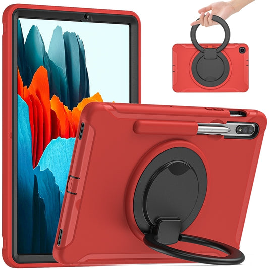 For Samsung Galaxy Tab S8 / Galaxy Tab S7 870 Shockproof TPU + PC Protective Case with 360 Degree Rotation Foldable Handle Grip Holder & Pen Slot(Red) by buy2fix