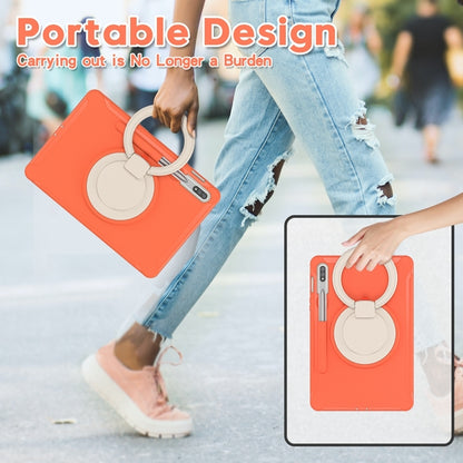 For Samsung Galaxy Tab S8 / Galaxy Tab S7 870 Shockproof TPU + PC Protective Case with 360 Degree Rotation Foldable Handle Grip Holder & Pen Slot(Living Coral) by buy2fix