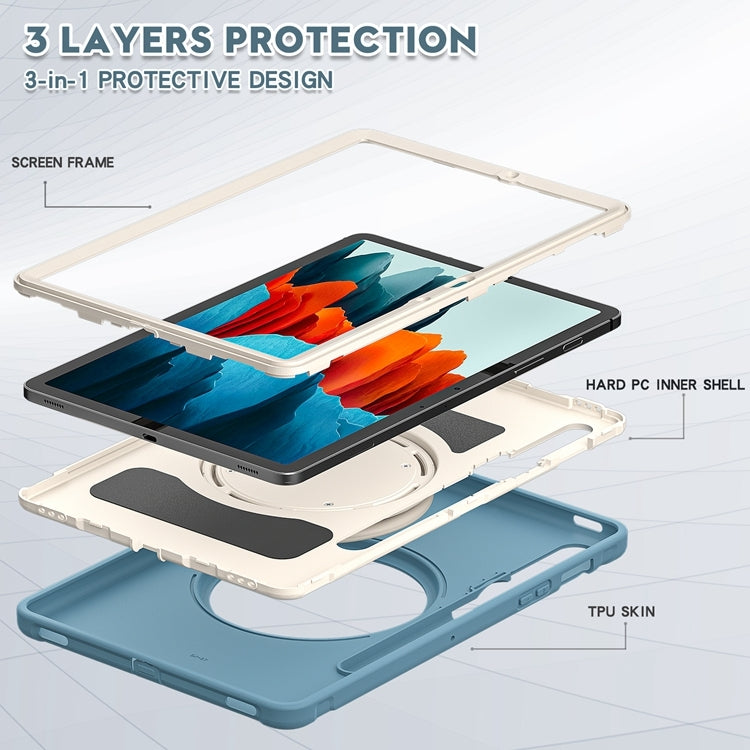 For Samsung Galaxy Tab S8 / Galaxy Tab S7 870 Shockproof TPU + PC Protective Case with 360 Degree Rotation Foldable Handle Grip Holder & Pen Slot(Cornflower Blue) by buy2fix