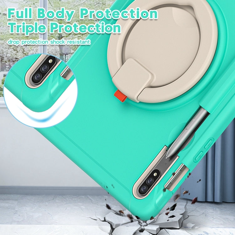 For Samsung Galaxy Tab S8 / Galaxy Tab S7 870 Shockproof TPU + PC Protective Case with 360 Degree Rotation Foldable Handle Grip Holder & Pen Slot(Mint Green) by buy2fix