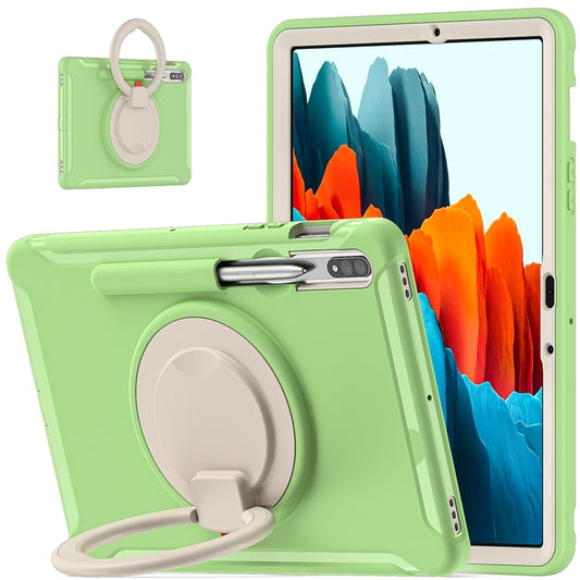 For Samsung Galaxy Tab S8 / Galaxy Tab S7 870 Shockproof TPU + PC Protective Case with 360 Degree Rotation Foldable Handle Grip Holder & Pen Slot(Matcha Green) by buy2fix