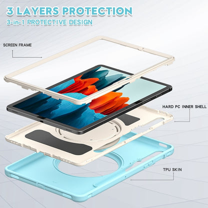 For Samsung Galaxy Tab S8 / Galaxy Tab S7 870 Shockproof TPU + PC Protective Case with 360 Degree Rotation Foldable Handle Grip Holder & Pen Slot(Ice Crystal Blue) by buy2fix