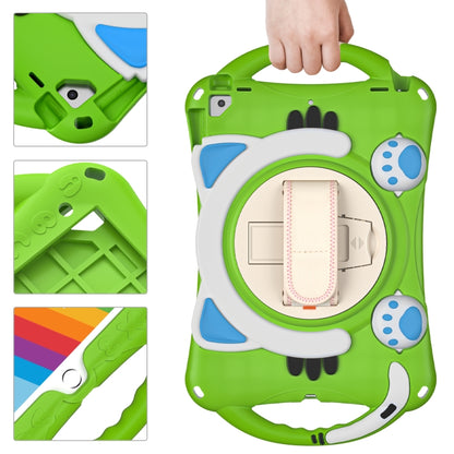 Cute Cat King Kids Shockproof Silicone Tablet Case with Holder & Shoulder Strap & Handle For iPad 10.2 2021 / 2020 / 2019 / Pro 10.5 / Air 10.5(Green) - iPad 10.2 Cases by buy2fix | Online Shopping UK | buy2fix