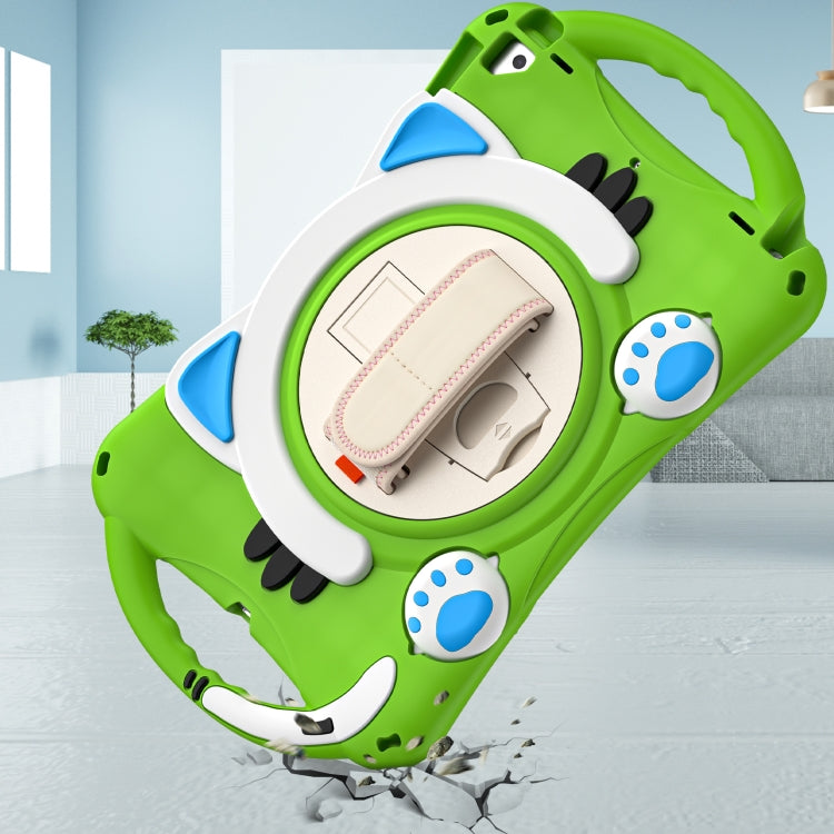 Cute Cat King Kids Shockproof Silicone Tablet Case with Holder & Shoulder Strap & Handle For iPad 10.2 2021 / 2020 / 2019 / Pro 10.5 / Air 10.5(Green) - iPad 10.2 Cases by buy2fix | Online Shopping UK | buy2fix