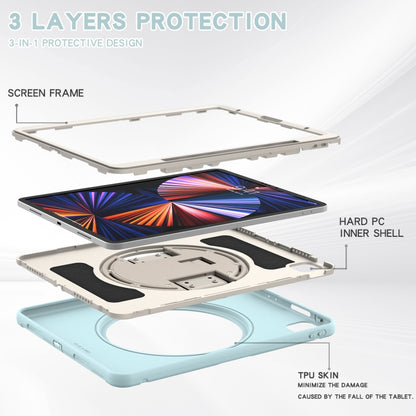 For iPad Pro 12.9 2022 / 2021 360 Degree Rotation PC + TPU Protective Tablet Case with Holder & Hand-strap(Ice Blue) - iPad Pro 12.9 (2022/2021) Cases by buy2fix | Online Shopping UK | buy2fix