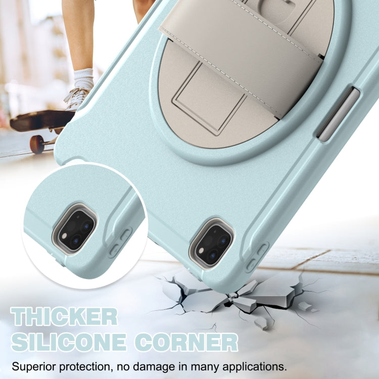 For iPad Pro 12.9 2022 / 2021 360 Degree Rotation PC + TPU Protective Tablet Case with Holder & Hand-strap(Ice Blue) - iPad Pro 12.9 (2022/2021) Cases by buy2fix | Online Shopping UK | buy2fix