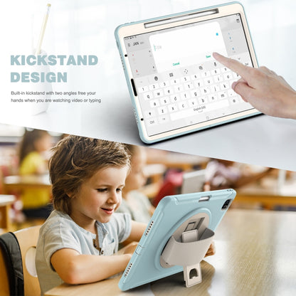 For iPad Pro 12.9 2022 / 2021 360 Degree Rotation PC + TPU Protective Tablet Case with Holder & Hand-strap(Ice Blue) - iPad Pro 12.9 (2022/2021) Cases by buy2fix | Online Shopping UK | buy2fix