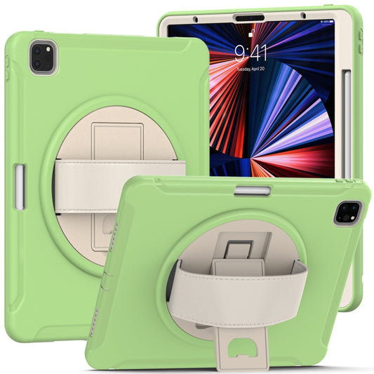 For iPad Pro 12.9 2022 / 2021 360 Degree Rotation PC + TPU Protective Tablet Case with Holder & Hand-strap(Matcha Green) - iPad Pro 12.9 (2022/2021) Cases by buy2fix | Online Shopping UK | buy2fix