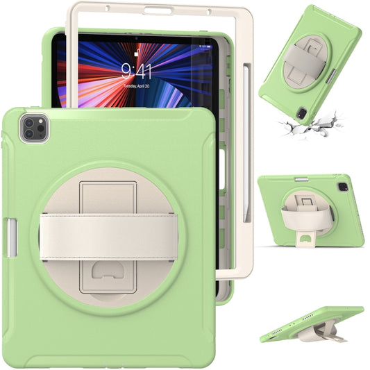 For iPad Pro 12.9 2022 / 2021 360 Degree Rotation PC + TPU Protective Tablet Case with Holder & Hand-strap(Matcha Green) - iPad Pro 12.9 (2022/2021) Cases by buy2fix | Online Shopping UK | buy2fix