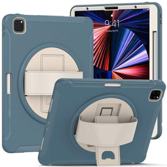 For iPad Pro 12.9 2022 / 2021 360 Degree Rotation PC + TPU Protective Tablet Case with Holder & Hand-strap(Cornflower Blue) - iPad Pro 12.9 (2022/2021) Cases by buy2fix | Online Shopping UK | buy2fix