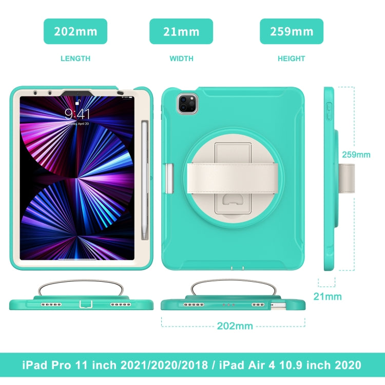 360 Rotation PC + TPU ablet Case with Holder & Strap For iPad Air 2020 / 2022 10.9 / Pro 11 2022 / 2021 / 2020 / 2018(Mint Green) - iPad Pro 11 (2020) Cases by buy2fix | Online Shopping UK | buy2fix