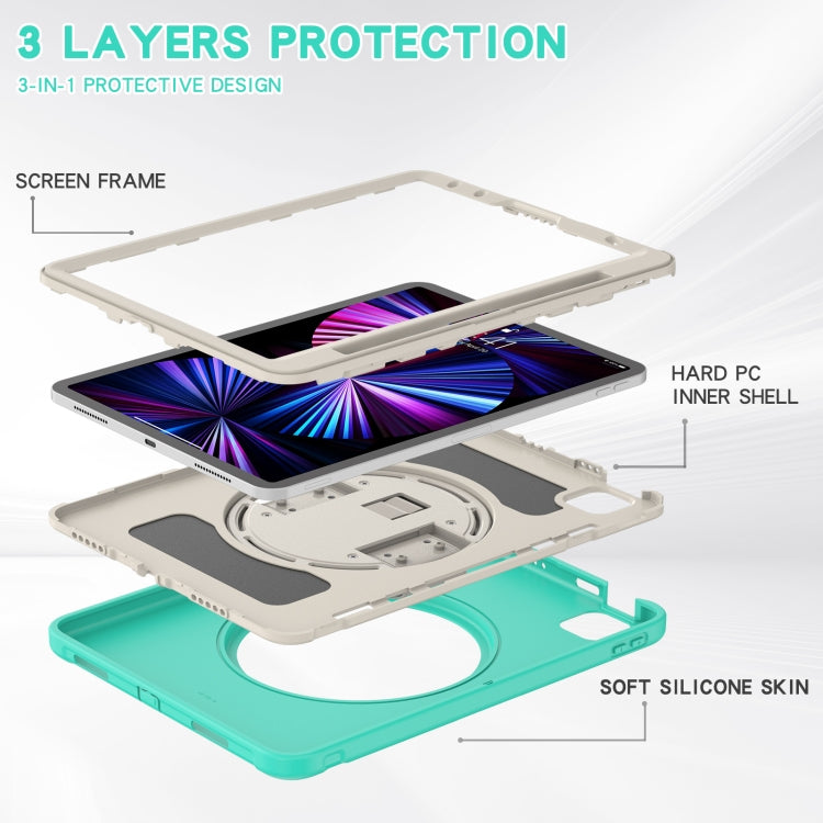 360 Rotation PC + TPU ablet Case with Holder & Strap For iPad Air 2020 / 2022 10.9 / Pro 11 2022 / 2021 / 2020 / 2018(Mint Green) - iPad Pro 11 (2020) Cases by buy2fix | Online Shopping UK | buy2fix