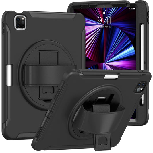 360 Rotation PC + TPU ablet Case with Holder & Strap For iPad Air 2020 / 2022 10.9 / Pro 11 2022 / 2021 / 2020 / 2018(Black) - iPad Pro 11 (2020) Cases by buy2fix | Online Shopping UK | buy2fix