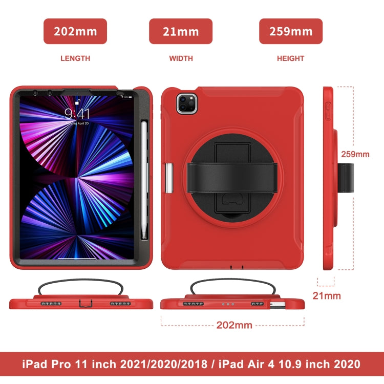 360 Rotation PC + TPU ablet Case with Holder & Strap For iPad Air 2020 / 2022 10.9 / Pro 11 2022 / 2021 / 2020 / 2018(Red) - iPad Pro 11 (2020) Cases by buy2fix | Online Shopping UK | buy2fix