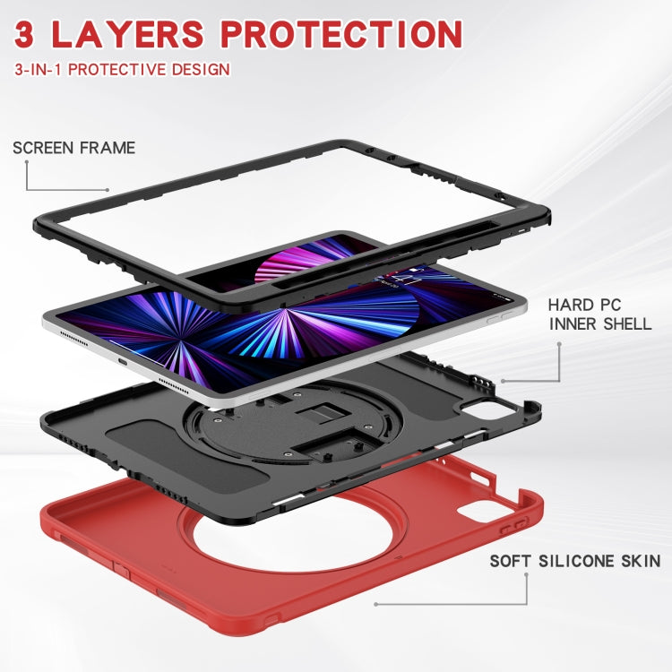 360 Rotation PC + TPU ablet Case with Holder & Strap For iPad Air 2020 / 2022 10.9 / Pro 11 2022 / 2021 / 2020 / 2018(Red) - iPad Pro 11 (2020) Cases by buy2fix | Online Shopping UK | buy2fix