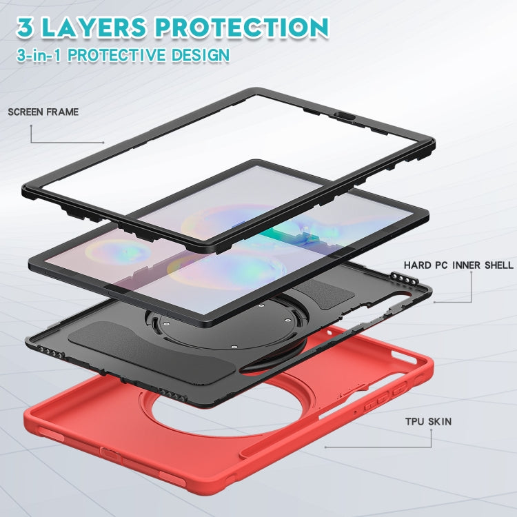For Samsung Galaxy Tab S6 T860 Shockproof TPU + PC Protective Case with 360 Degree Rotation Foldable Handle Grip Holder & Pen Slot(Red) - Tab S6 10.5 T860 / T865 by buy2fix | Online Shopping UK | buy2fix