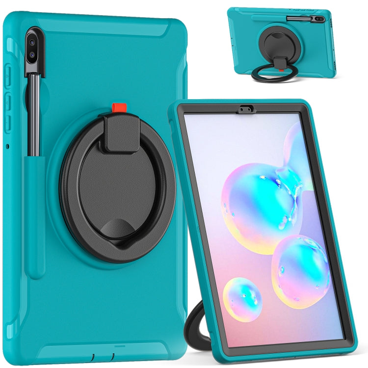 For Samsung Galaxy Tab S6 T860 Shockproof TPU + PC Protective Case with 360 Degree Rotation Foldable Handle Grip Holder & Pen Slot(Blue) - Tab S6 10.5 T860 / T865 by buy2fix | Online Shopping UK | buy2fix