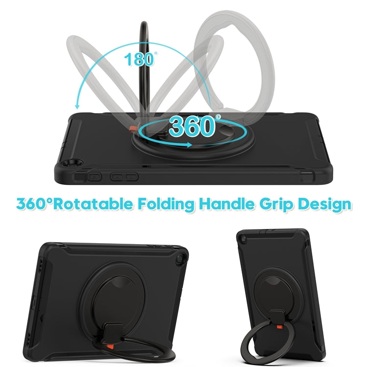 For Samsung Galaxy Tab A 10.1 T515/T510 2019 Shockproof TPU + PC Protective Case with 360 Degree Rotation Foldable Handle Grip Holder & Pen Slot(Black) - Tab A 10.1 (2019) T510 / T515 by buy2fix | Online Shopping UK | buy2fix